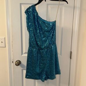 Turquoise Sequin Romper